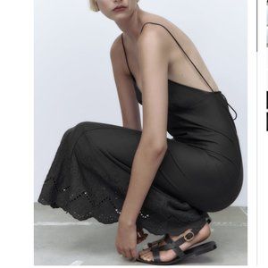 NWT ZARA EMBROIDERED DRESS BLACK